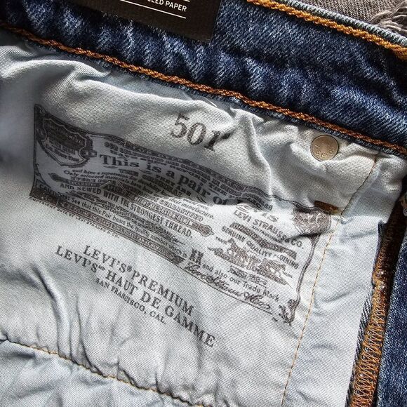 NWT LEVIS 501 original high rise shorts dark Denim - Picture 7 of 16